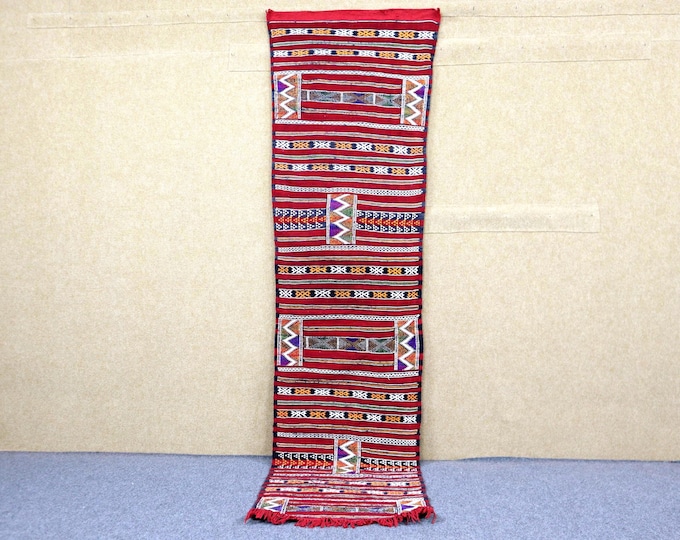 Authentic Kilim Runner Rug 2x9 - Moroccan Handwoven Rug - Tribal Boho Hallway Runner - Natural Wool Rug - Berber Entryway Rug