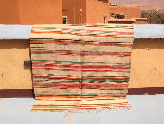 One-of-a-Kind 20th Century Berber Rug - Unique Ancient Treasure-Vintage 5x7 Berber Wool Rug