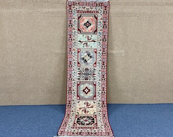Authentic Moroccan Runner 3x10 ft– Authentic Berber Hallway Carpet – Berber Art Piece – Vintage Style Wool Carpet –Handwoven Long Berber Rug