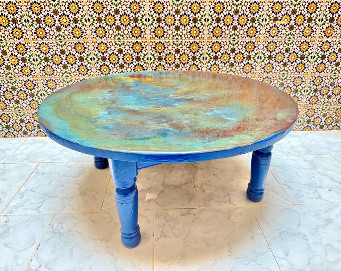 Handcrafted table-Moroccan ocean-unique wooden and epoxy Resin Piece