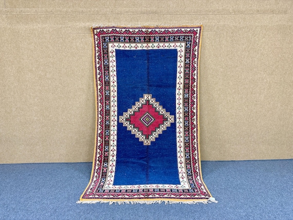 Authentic Taznakht Rug 5x8 ft – Handmade Moroccan Wool Carpet – Traditional Moroccan Rug– Artisan Tribal Rug – Rustic Decor – Free Shipping