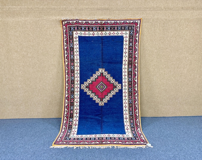 Authentic Taznakht Rug 5x8 ft – Handmade Moroccan Wool Carpet – Traditional Moroccan Rug– Artisan Tribal Rug – Rustic Decor – Free Shipping