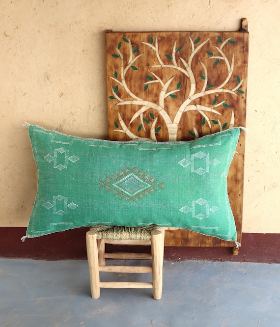 GREEN MORROCAN cactus silk PILLOW 18x35 pillow cover, handmade pillow cover, throw pillow, halloween pillow
