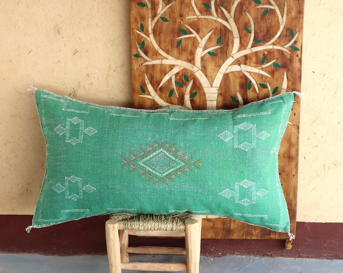 GREEN MORROCAN cactus silk PILLOW 18x35 pillow cover, handmade pillow cover, throw pillow, halloween pillow