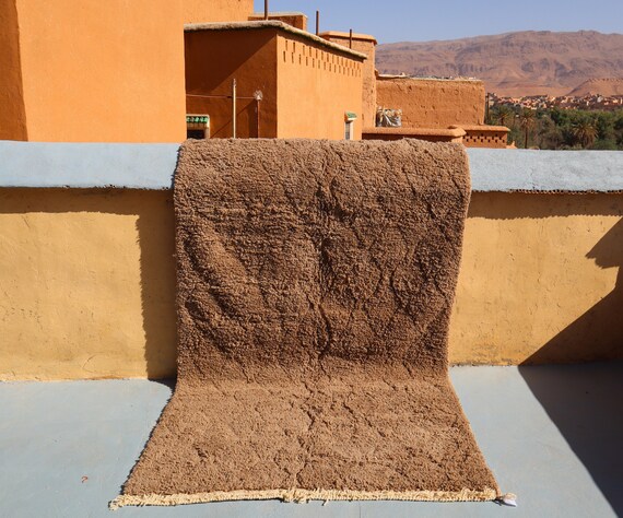 Contemporary Moroccan Wool Rug - 5x9 rug - Luxurious Tufted Wool Berber Rug - Gray Beni Ourain rug - Hand Knotted rug - Natural Rug