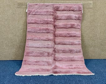 Moroccan Modern Tufted Rug - Custom Pink Berber Rug - Handcrafted Wool Aria - Living Room Carpet