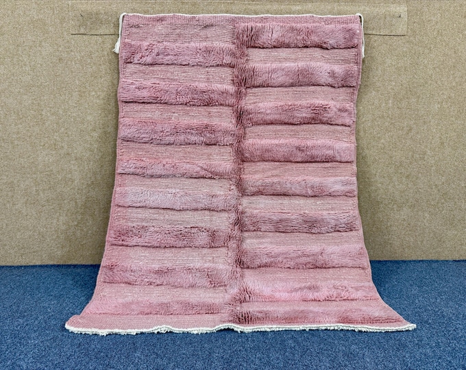Moroccan Modern Tufted Rug - Custom Pink Berber Rug - Handcrafted Wool Aria - Living Room Carpet