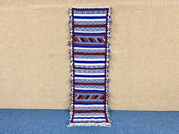 Moroccan Glaoui Runner – Handmade Wool 2x7 Rug - Handcrafted Tribal Hallway Rug – Hallway or Kitchen Berber Carpet – Long Wool Rug