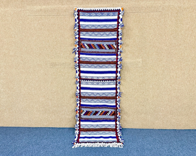 Moroccan Glaoui Runner – Handmade Wool 2x7 Rug - Handcrafted Tribal Hallway Rug – Hallway or Kitchen Berber Carpet – Long Wool Rug