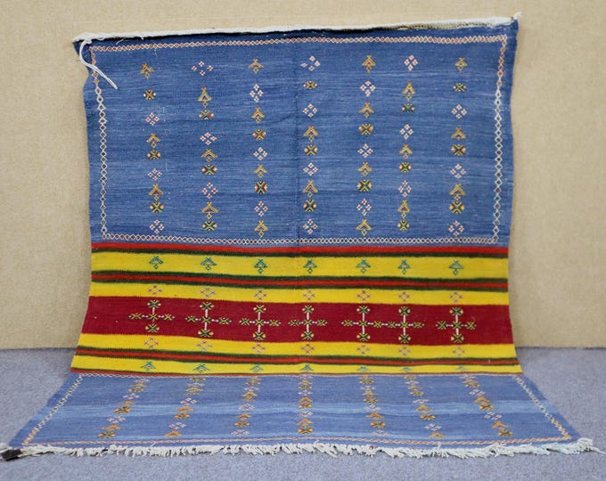 Moroccan Akhnif Rug 5x6 - Berber Rug For Living Room - Handwoven Rug - Natural Wool Area Rug - Flat Weave Tribal Boho Rug