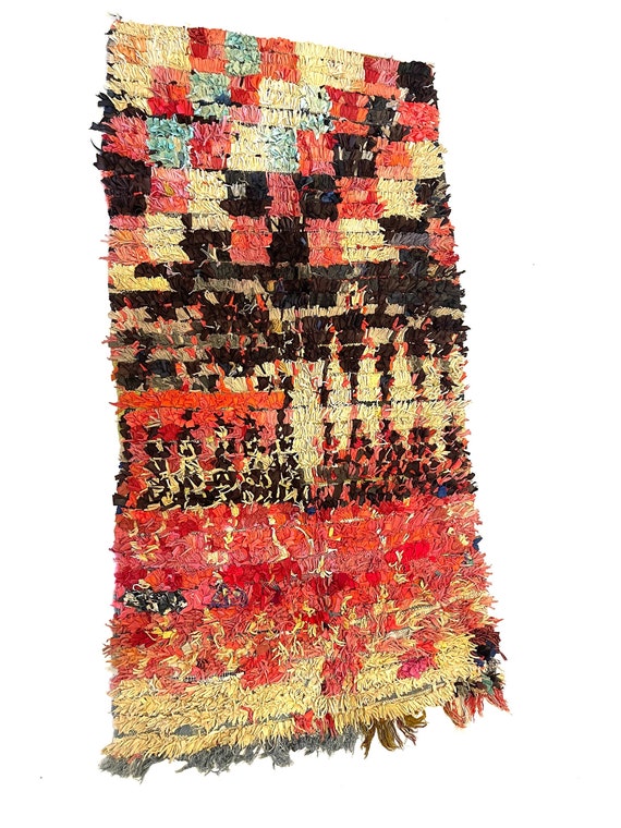 Stunning Moroccan Rug 3x6 Feet - Vintage Berber Rug - Handmade area rug - Boucherouite rug, 6.9'x3.3" Feet