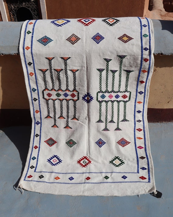 VINTAGE MOROCCAN BERBER rug, 3x6 rug, flat weave rug, handmade boujad rug, morrocan rug