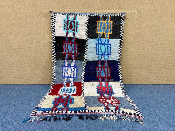 Bohemian Boucherouite Rug 4x6 ft– One of a Kind Moroccan Carpet – Recycled Textile Rug – Moroccan Handmade Colorful Carpet –Boho Decor