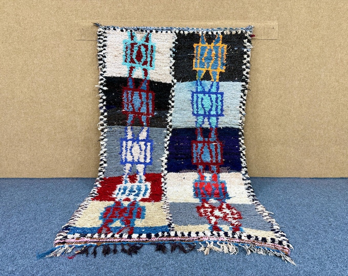 Bohemian Boucherouite Rug 4x6 ft– One of a Kind Moroccan Carpet – Recycled Textile Rug – Moroccan Handmade Colorful Carpet –Boho Decor