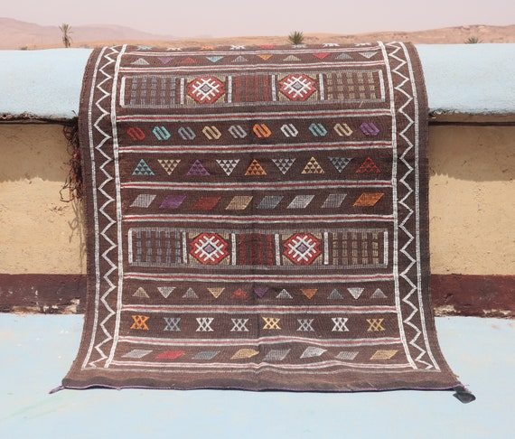 CACTUS SILK RUG - authentic moroccan rug 3x5, berber rug, boujaad rug, flatweave rug, cactus rug