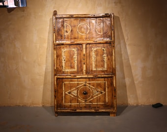 hand carved door, 29x46 inch berber door,Vintage Moroccan Door, antique wood door, vibrant door, handcrafted door,