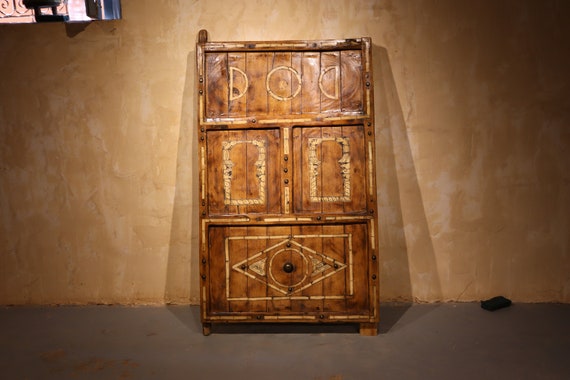 hand carved door, 29x46 inch berber door,Vintage Moroccan Door, antique wood door, vibrant door, handcrafted door,
