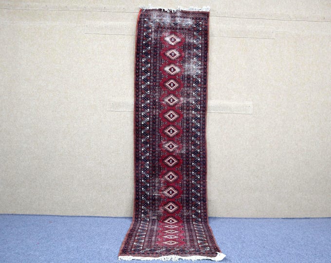 Authentic Moroccan Runner Rug 2x12 - Natural Wool Rug - Berber Rug For Entryway And Hallway - Handwoven Carpet - Narrow Boho Rug