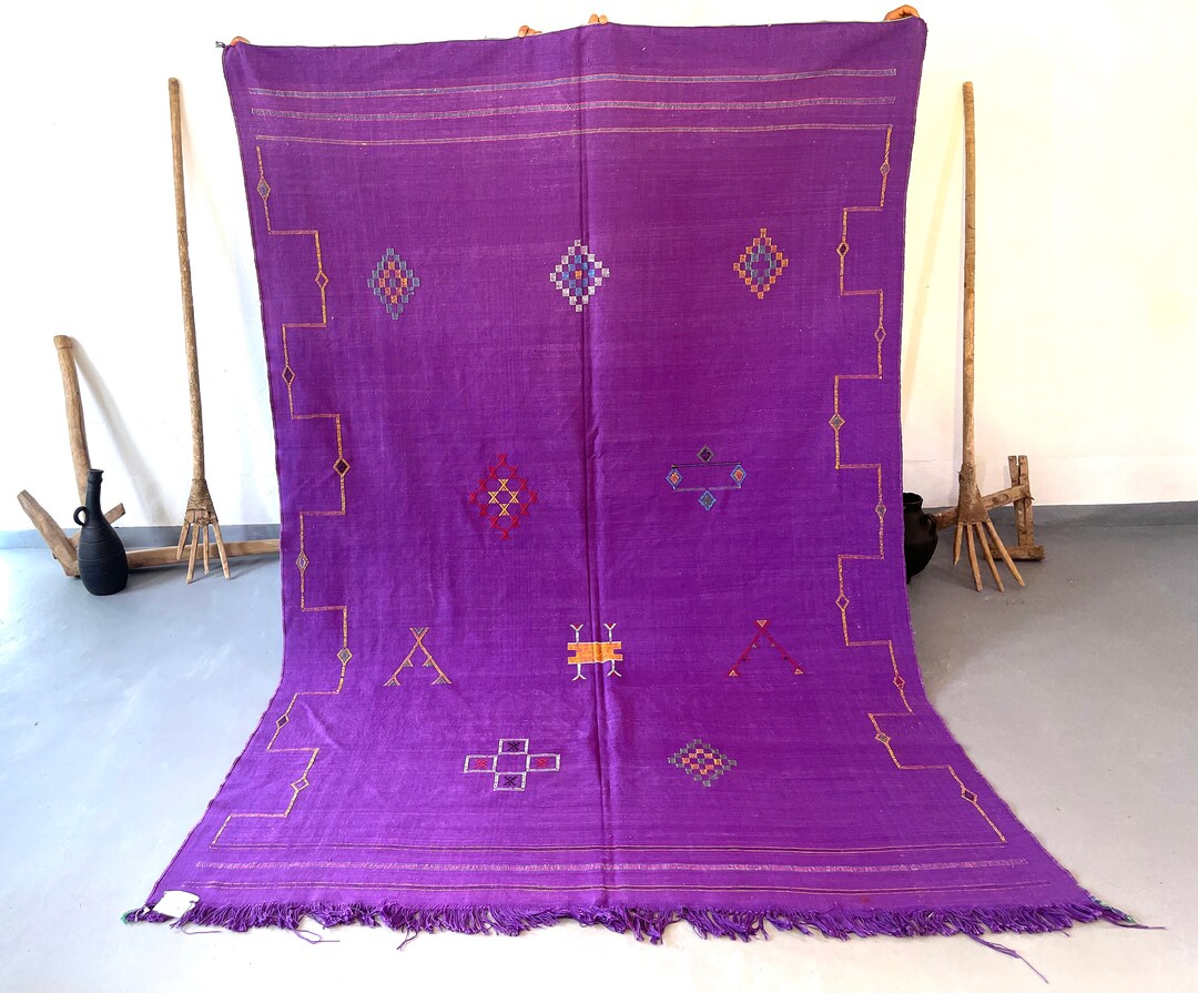 PURPLE MOROCCAN RUG, Cactus Silk Rug, 6x9 Rug, Home Decor Berber Kilim ...