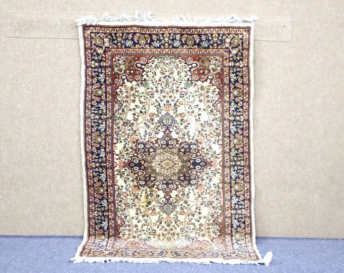 Authentic Moroccan Rug 3x5 - Natural Wool Area Rug - Handwoven Rug For Living Room - Small Berber Rug - Boho Decor