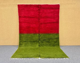 Red Green Moroccan Rug 7x10 - Large Berber Rug - Handcrafted Rugs - Timeless Wool Carpet
