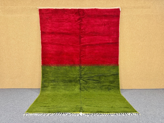 Red Green Moroccan Rug 7x10 - Large Berber Rug - Handcrafted Rugs - Timeless Wool Carpet