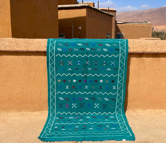 Custom Dimensions & Design rug- Minimalist Soft Moroccan rug blue area rug handmade