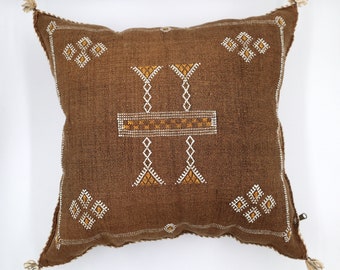 BROWN MOROCCAN pillow cactus silk PILLOW 18x18 throw pillow cover, handmade pillow cover, morrocan pillows, halloween pillow