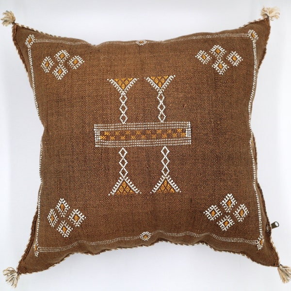 Moroccan brown pillow - cactus silk pillow - sabra pillow - light brown pillow - brown throw pillow - 18x18 pillow cover