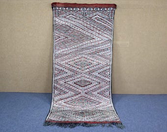 Moroccan Vintage Rug 4x8 - Boujaad Berber Wool Rug - Boho Living Room Rug - Handwoven Tribal Rug - One of a Kind Handmade Rug