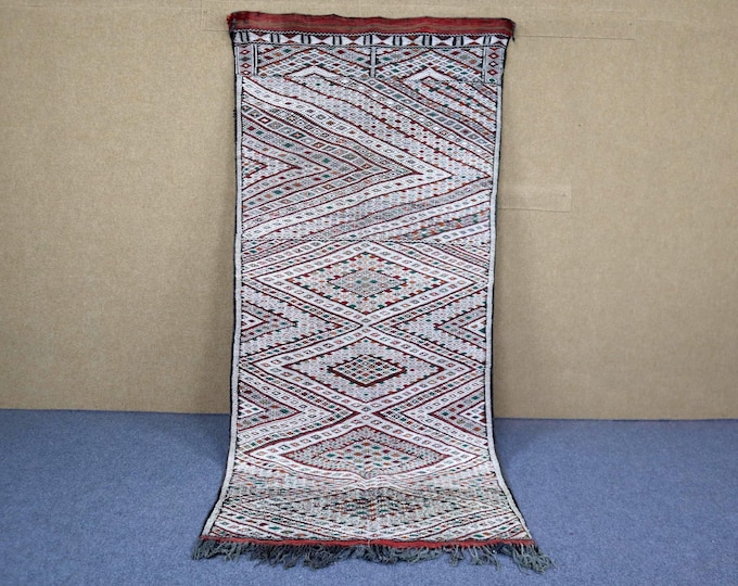 Authentic kilim rug 4x8 - Moroccan Berber flatweave Rug - Boho Living Room Rug - Handwoven Tribal Rug - One of a Kind Handmade Rug