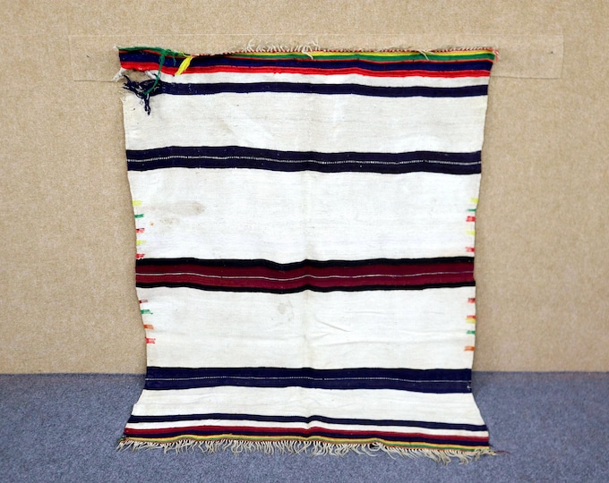 Vintage Berber Rug 4x5 - Flat Weave Moroccan Rug - Handwoven Kilim Rug - Vintage Striped Rug - Boho Decor