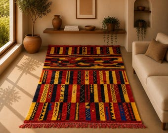 High Pile Beni Mrirt Rug 6x8 ft – Thick Wool Moroccan Carpet –Handwoven Beni Mrirt Rug – Premium Berber Rug– Tribal Berber Hand-Knotted Rug