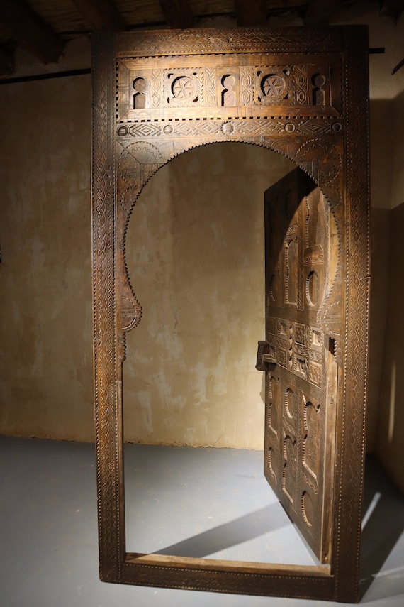 Unique Moroccan door - handmade berber door - wooden door 86x41in - custom door - vintage door - Moroccan decor - Free shipping - wood door