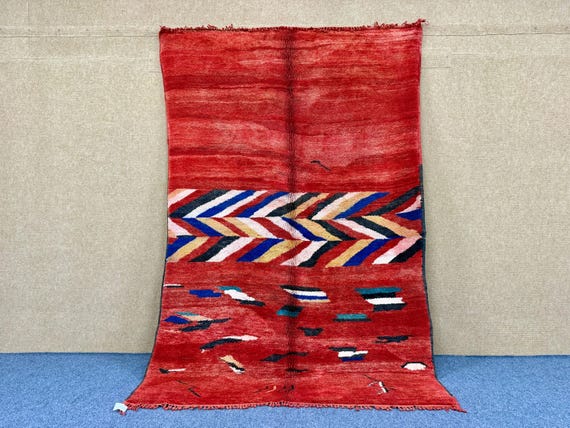 Authentic Beni Mrirt Carpet 5x8 ft– Moroccan Wool Rug – Handmade Berber Design Rug– Soft Mrirt Rug –Moroccan Living Room Rug –Free Shipping