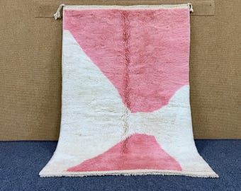 Custom Modern Pink Moroccan Rug - Premium Wool Aria Rug - Rare Soft Beber Rug - Unique Mrirt Rug