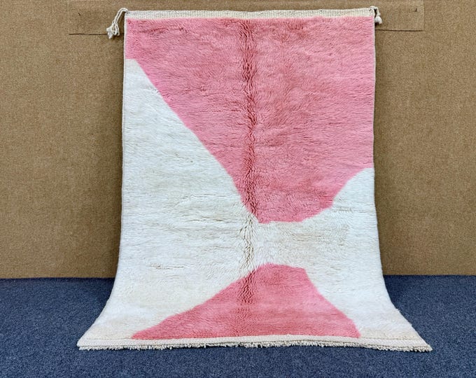Custom Modern Pink Moroccan Rug - Premium Wool Aria Rug - Rare Soft Beber Rug - Unique Mrirt Rug
