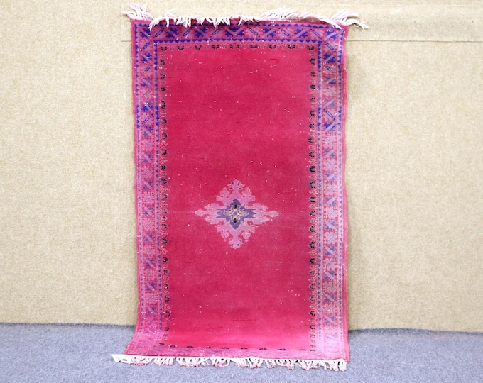 Vibrant Moroccan Rug 2x4 - Handwoven Berber Rug - Natural Wool Area Rug - High Quality Entryway Rug
