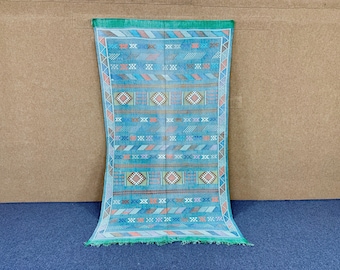Lightweight Green Moroccan Cactus Silk Rug 5x8 – Handmade Berber Flatweave Area Rug| Free Shipping