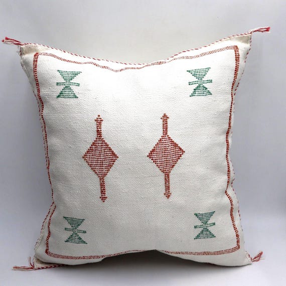 WHITE MOROCCAN cactus silk PILLOW 18x18 pillow cover, handmade throw pillow cover, halloween pillow