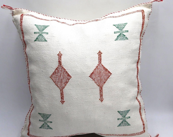 White Moroccan Cactus Silk Pillow 18x18 Pillow Cover, Handmade Throw Pillow Cover, Halloween Pillow