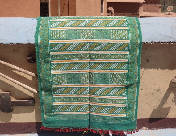 AMAZING GREEN MOROCCAN rug, 3x5 rug, morrocan rug, berber rug, azilal rug, boujaad rug, kilim rug, handmade rug, flat weave rug