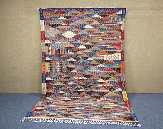 Authentic Moroccan Akhnif Rug 6x10 - Handwoven Berber Rug - Flat Weave Rug For Living Room - Colorful Boho Rug