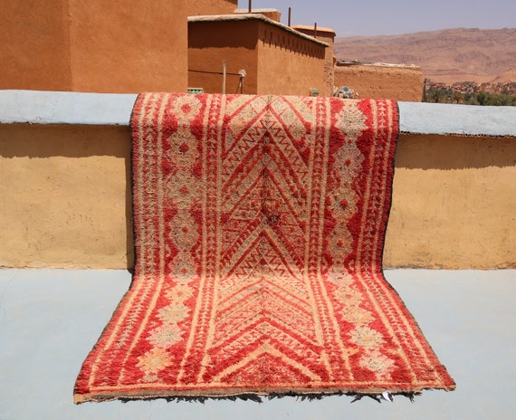 Vintage Moroccan rug 6x13 Feet - Berber rug - Morrocan rug - boujad rug vintage - Zayan rugs- oriental rug vintage - large area rug morrocan