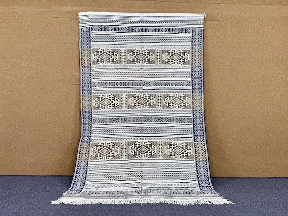 Blue Moroccan Kilim Rug 5x7 ft