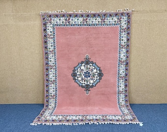 Pink Moroccan Rug 6x9 – Handmade Berber Rug – Premium Wool Quality Rug – Large Moroccan Rug – Traditionally Rug – One of a Kind Decor