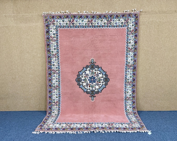 Pink Moroccan Rug 6x9 – Handmade Berber Rug – Premium Wool Quality Rug – Large Moroccan Rug – Traditionally Rug – One of a Kind Decor