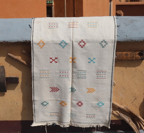 MOROCCAN SILK RUG - cactus silk rug, berber white rug, kilim rug, flatwoven rug, off white area rug handmade