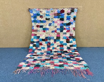 Moroccan Berber Rug 4x6 ft– Boucherouite Carpet – Eco-Friendly Moroccan Rug – Boucherouite Colorful Berber Carpet – Tribal Floor Rug
