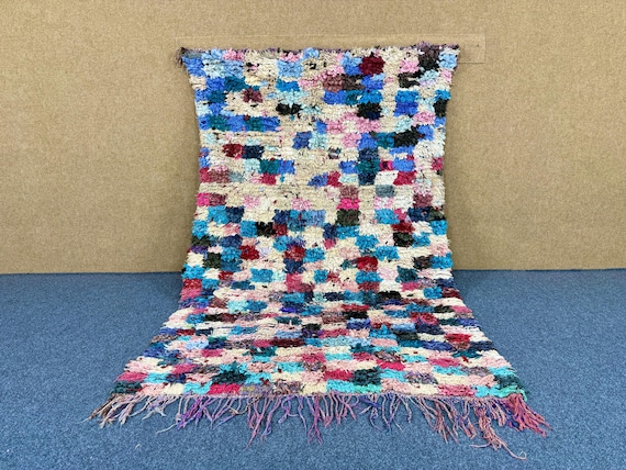 Moroccan Berber Rug 4x6 ft– Boucherouite Carpet – Eco-Friendly Moroccan Rug – Boucherouite Colorful Berber Carpet – Tribal Floor Rug